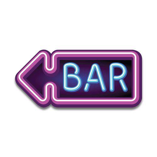 Placa Decorativa - Neon Bar - Vintro Decor - 31x14cm