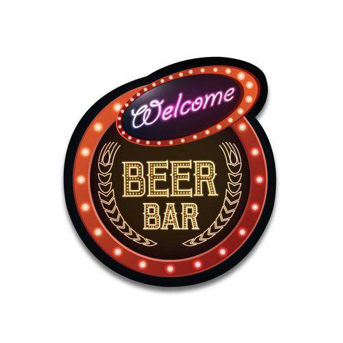 Placa Decorativa - Neon Bar - Vintro Decor - 27x29cm