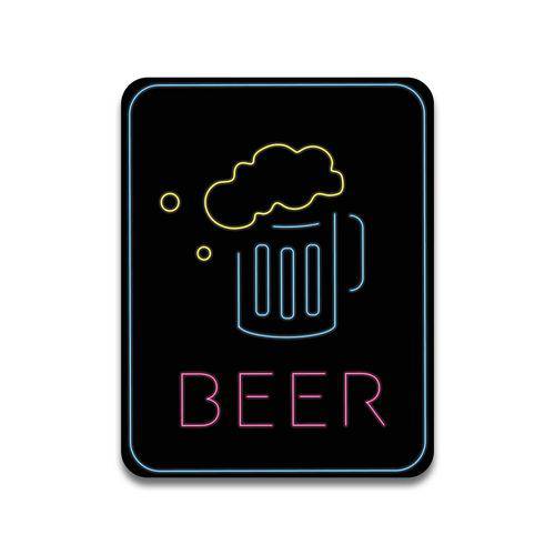 Placa Decorativa - Neon Beer - Vintro Decor - 22x28cm