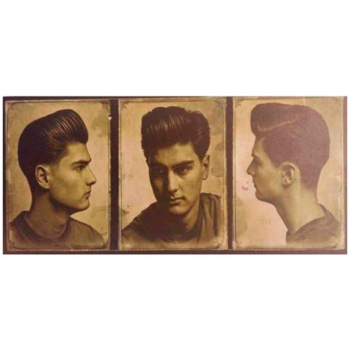 Placa Decorativa para Barbearias Hair Style Corte Vintage 3 Ângulos Modelo 2