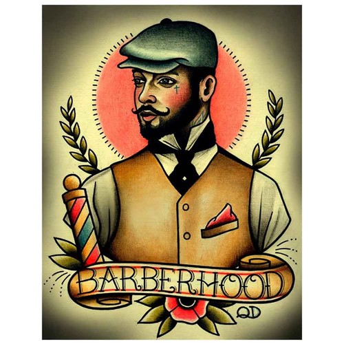 Placa Decorativa para Barbearias Quyen Dihn Barberhood