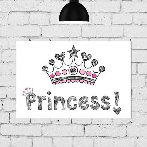 Placa Decorativa para Quarto de Menina Princesa Coroa
