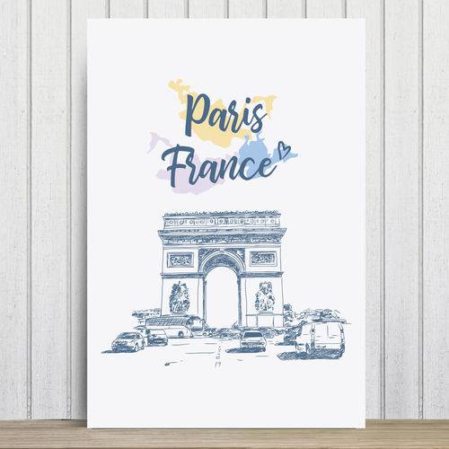Placa Decorativa Paris Arco do Triunfo França MDF 30x40