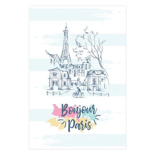 Placa Decorativa Paris Torre Eiffel Bonjour MDF 20x30