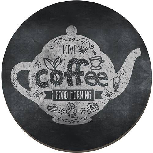 Placa Decorativa Redonda - Coffee Bule 29x29cm - Cia Laser