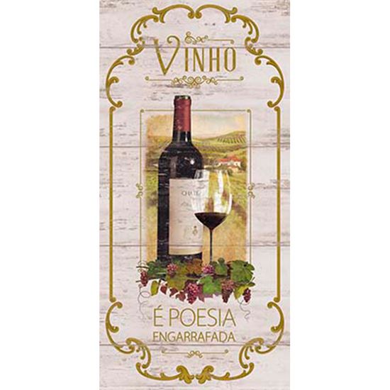 Placa Decorativa Vinho é Poesia Engarrafada 40x19cm Dhpm3-007 - Litoarte