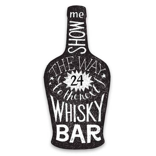 Placa Decorativa - Whisky Bar - Vintro Decor - 14x30cm