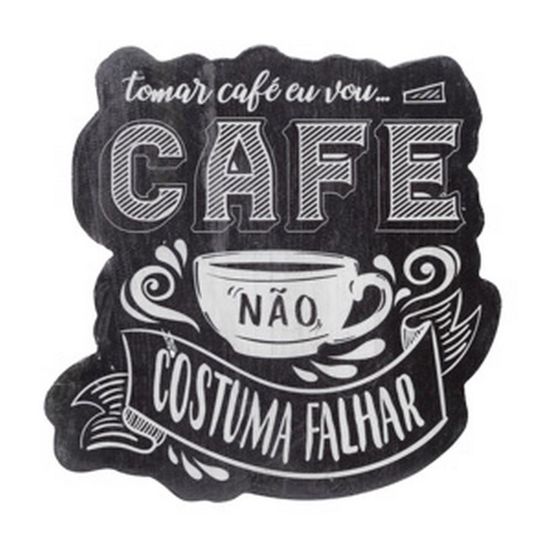 Placa em Madeira Expresso Coffee Faith Preto e Branco
