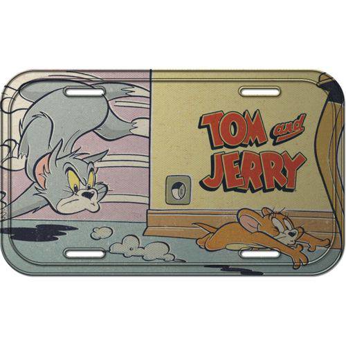 Placa em Metal para Parede Tom And Jerry Mouse Running Away