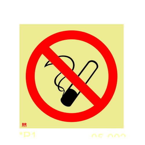 Placa Fotoluminescente Proibido Fumar P1 20x20 BR Control