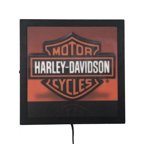 Placa Luminária Decorativa Led Harley Luxe Vermelho 30x30x5