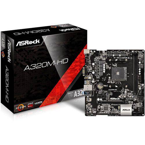 Placa-Mãe ASRock A320M-HD AMD AM4 DDR4
