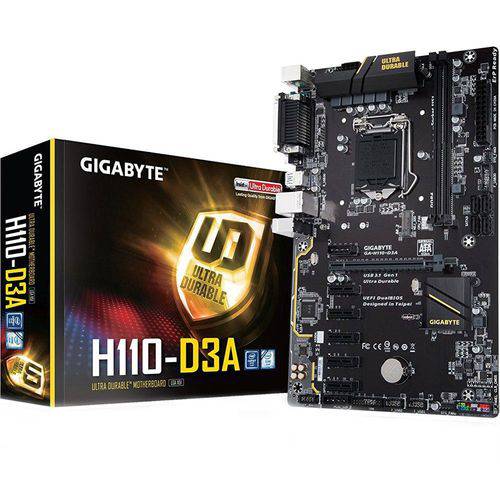 Placa Mãe Gigabyte 1151 DDR4 ATX 6 PCIe Slots Mining GA-H110-D3A