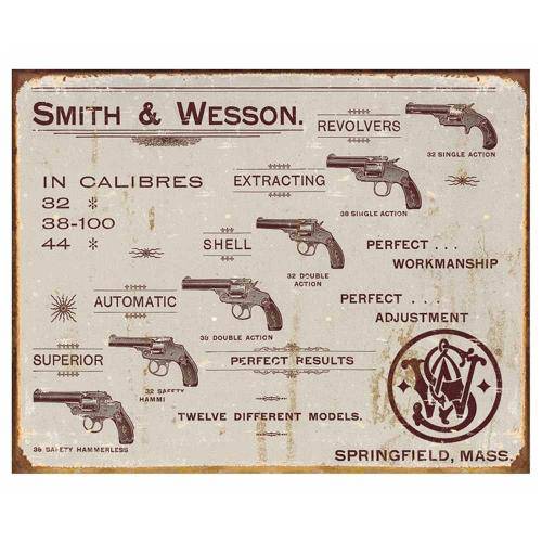 Placa Metálica Decorativa Smith Wesson Revolvers Rossi