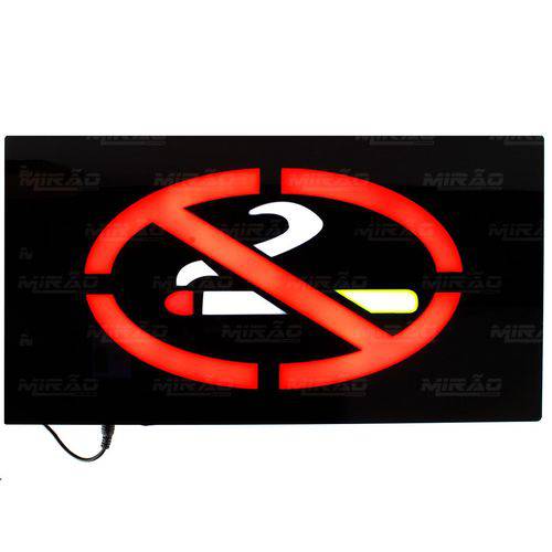 Placa Painel Luminosa Led Proibido Fumar 49 Cm X 24 Cm - Mpl-6619