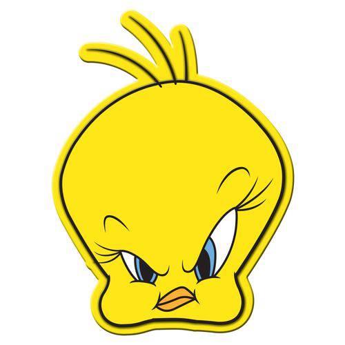 Placa Parede Metal Recortada Looney Tweety Big Head Amarelo - Metropole