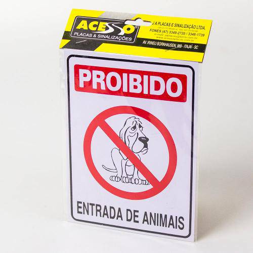 Placa Proibido Entrada de Animais P-33