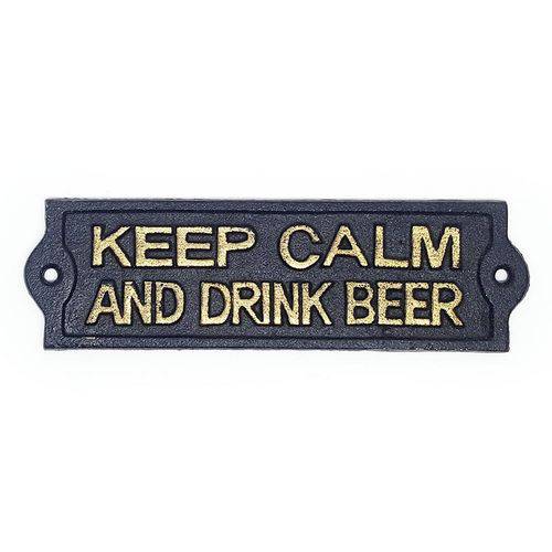 Placa Rústica de Ferro Keep Calm And Drink Beer