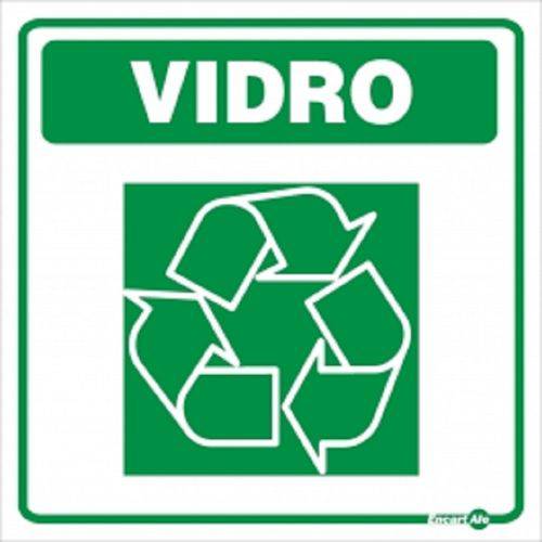 Placa SINALIZAÇÃO Adesiva Lixo Vidro (18X18)