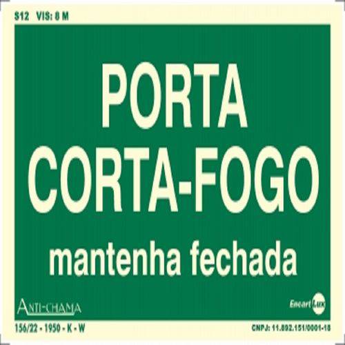 Placa SINALIZAÇÃO Porta Corta-Gofo Mantanha Fechada Fotolum. (25X15)