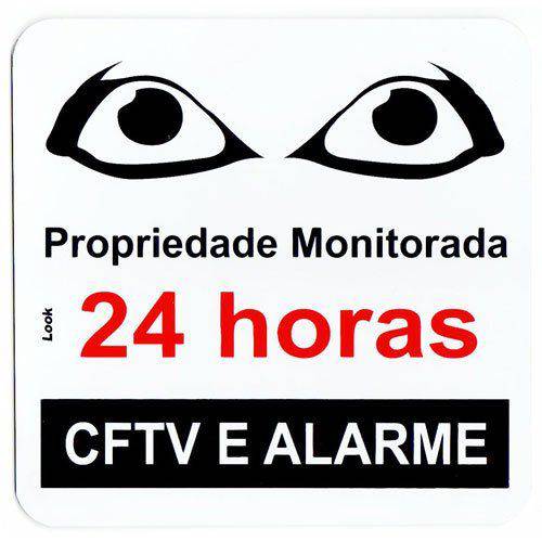 Placa Sinalizadora - Propriedade Monitorada 24 Horas - 15x15
