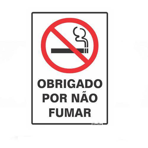 Placa Sinalize em Pvc Obrigado por não Fumar