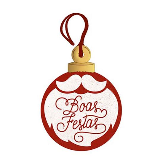 Placa TAG MDF Decorativa Natal Litoarte DHT4N-002 8x6cm Bola Boas Festas