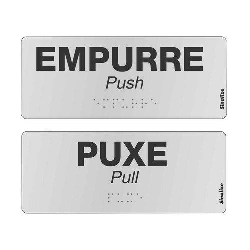 Placas Alumínio com 2 Unidades Braille Puxe/empurre e Pull/push Sinalize