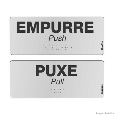Placas Alumínio com 2 Unidades Braille Puxe/Empurre e Pull/Push Sinalize