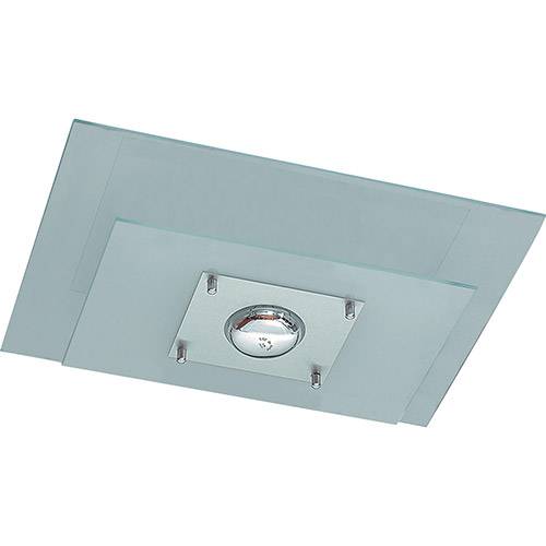 Plafon 31224 Retangular (40x30x13cm) Alumínio/Vidro Cromado Vidro Branco - Pantoja&Carmona