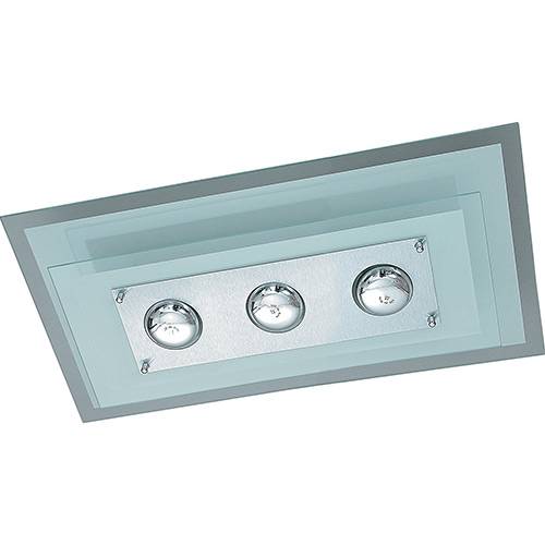 Plafon 31240 Retangular (60x30x13cm) Alumínio/Vidro Cromado Vidro Branco - Pantoja&Carmona