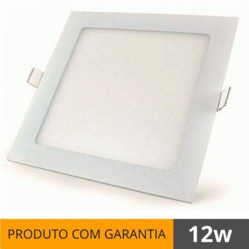 Plafon 12W Luminária Embutir LED Painel QUADRADO Slim Branco Frio 6500K - BRIWAX