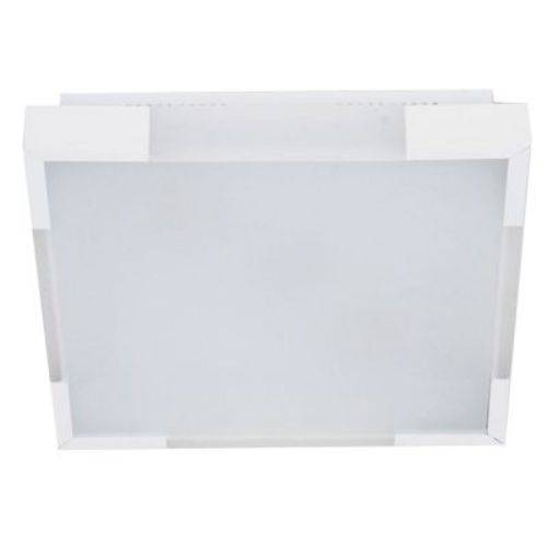 Plafon Bella Alumínio Acrílico Vidro Quadrado Branco 36x36cm 2 E-27 Bivolt Cm441-2w Quartos e Banheiros