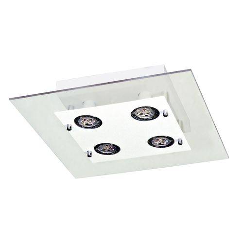 Plafon Quadrado 605 3 ( 10X 24X 24 ) 4 Lâmpada Branco /Vd Transparente - Pantoja