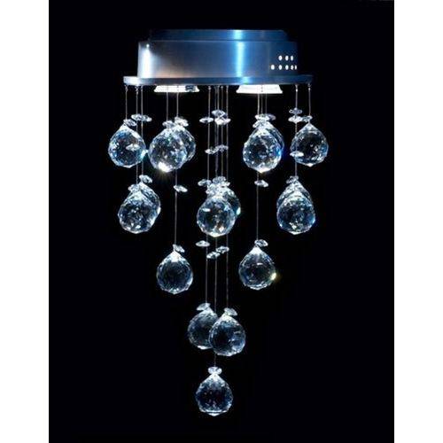 Plafon Redondo Inox Cristal Transparente Asfour Intercalado Ø21 Dna Gu10 Rd-002 Quartos e Salas
