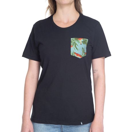 Plantas, Cogumelos, Fundo Azul Claro - Camiseta Clássica com Bolso