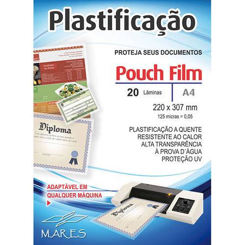 Plastico para Plastificacao Pouch Film A4 220X307 (0,05) Conj/20 Mares