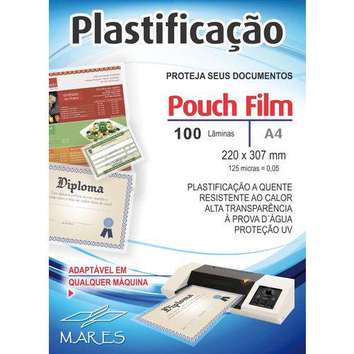 Plastico para Plastificacao Pouch Film A4 220x307 (0,05) Mares Conj/100