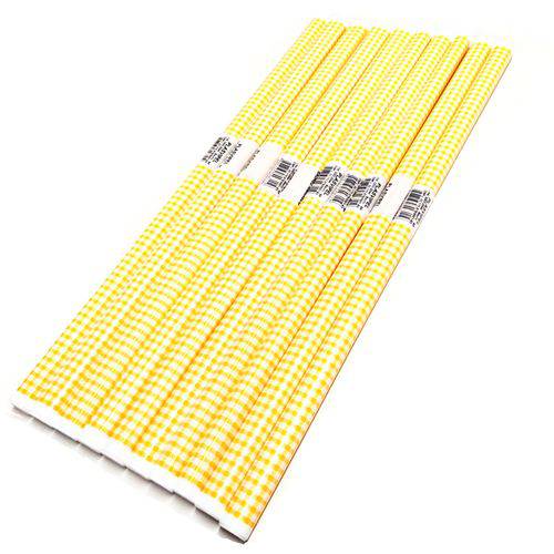 Plastico Xadrez Amarelo para Encapar Caderno Pacote com 10