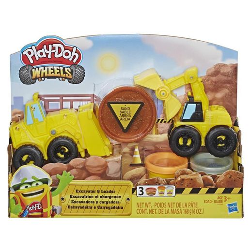 Play Doh Conjunto Wheels Escavadeira e Trator - Hasbro