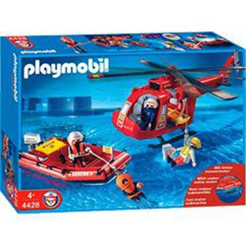 PLAYMOBIL - Bote e Helicóptero de Resgate