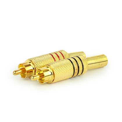 Plug RCA Macho 6mm Dourado Vermelho Plug RCA Macho 6mm Dourado Preto