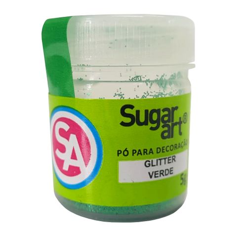 Pó para Decoração Glitter Verde Comestível 5g - Sugar Art