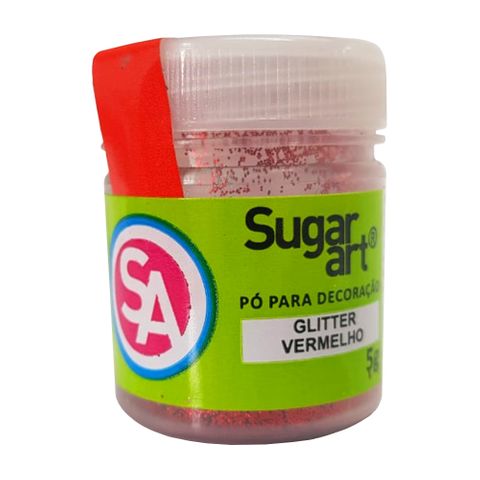 Pó para Decoração Glitter Vermelho Comestível 5g - Sugar Art