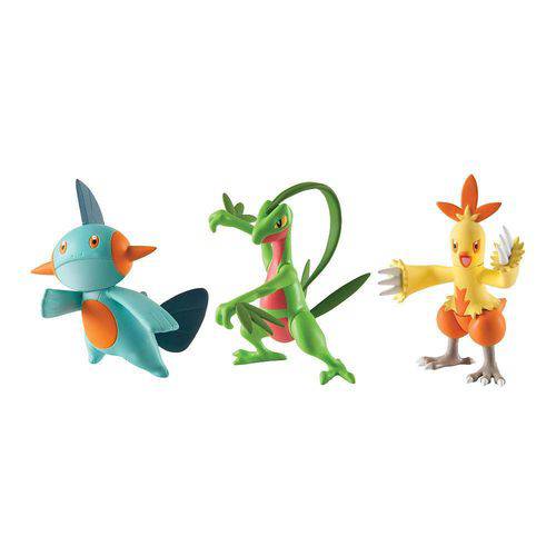 Pokémon Pack 3 Mini Figuras - Combusken, Marshtomp e Grovyle - Tomy