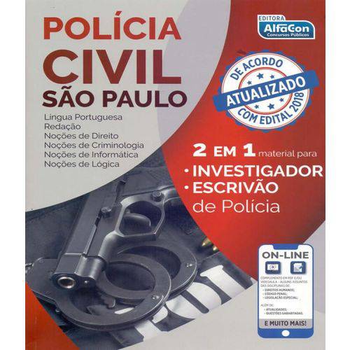 Policia Civil de Sao Paulo - Pc Sp - 2 em 1 - Investigador e Escrivao de Policia
