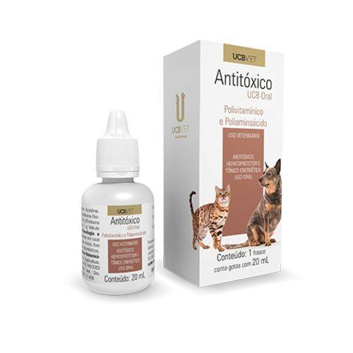 Polivitamínico para Cães e Gatos Antitóxico Oral Ucb Vet 20ml