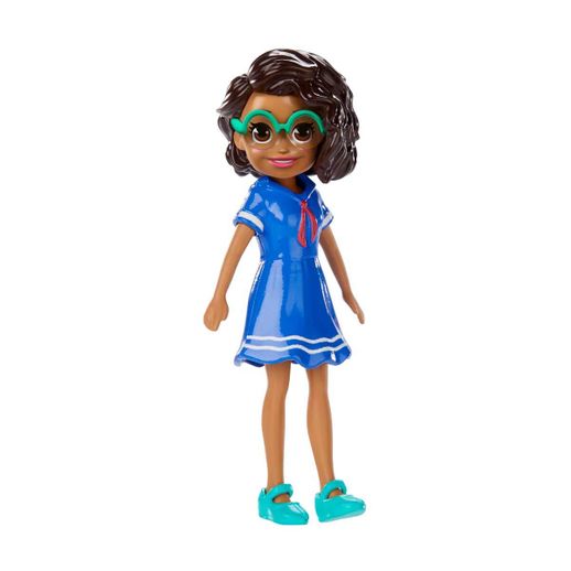 Polly Pocket Happy Hour Negra com Vestido Azul - Mattel