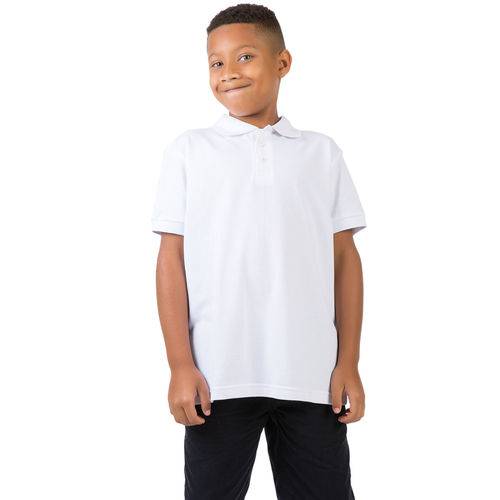 Polo Básica Infantil Masculino Jeans Branco Taco