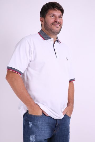 Camisa Polo Piquet com Frizo Plus Size Branco G